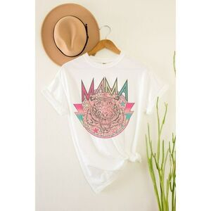 Mama Tiger Oversized Graphic Tee Comfort Colors Relaxed Slogan Shirt White New